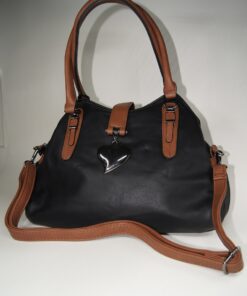 Alpkind Handtasche gross Schwarz, Braun mit Herz